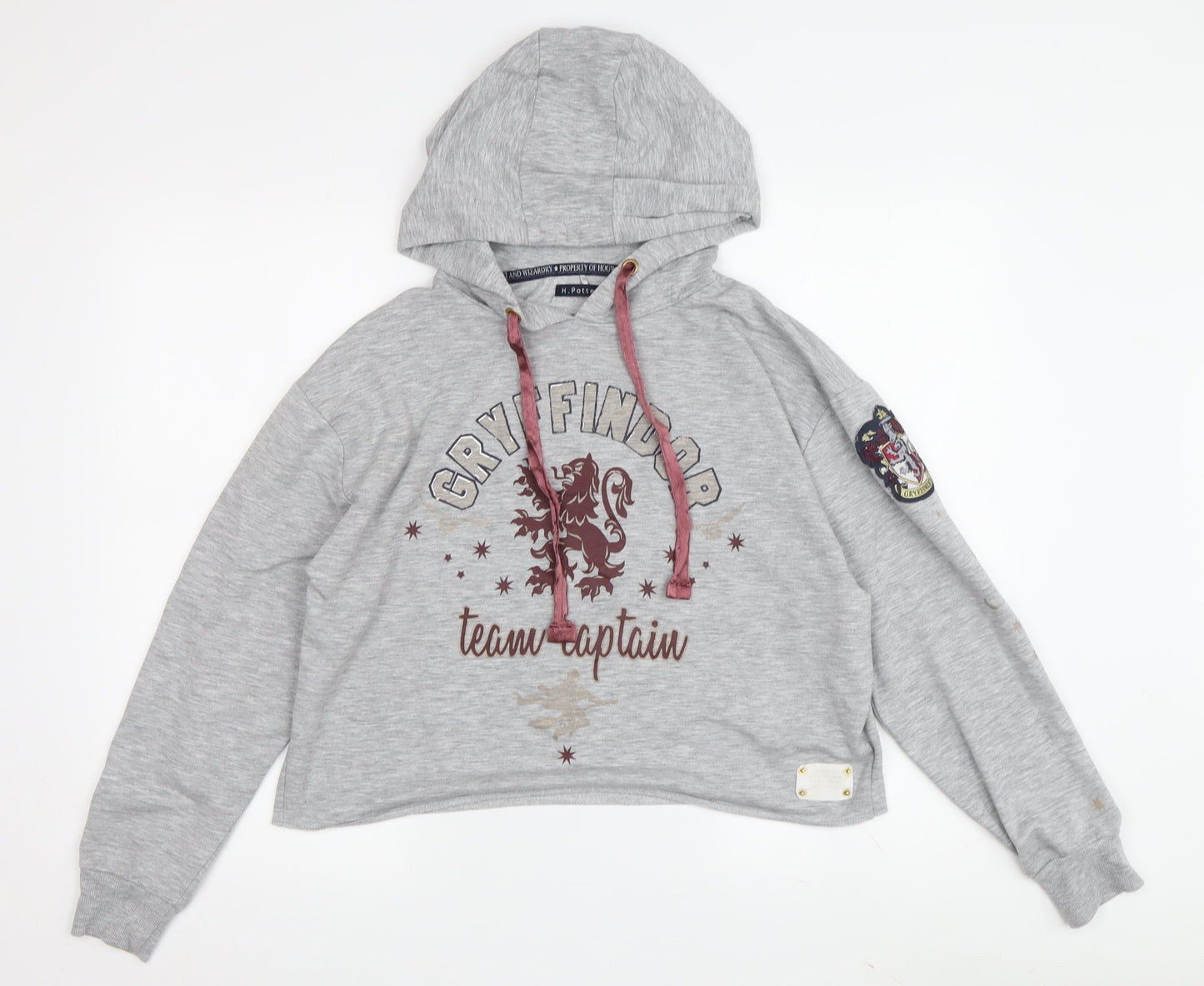 Womens UK Size S Harry Potter Grey Pullover Hoodie
