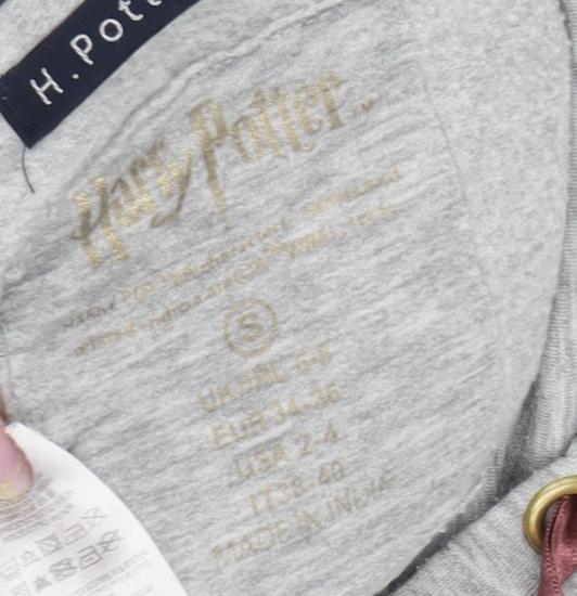 Womens UK Size S Harry Potter Grey Pullover Hoodie