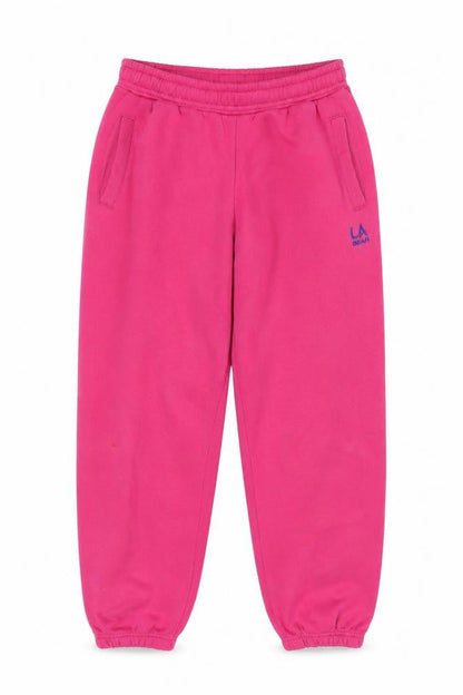 Front view of LA Gear girls’ pink jogger sweatpants, size 13