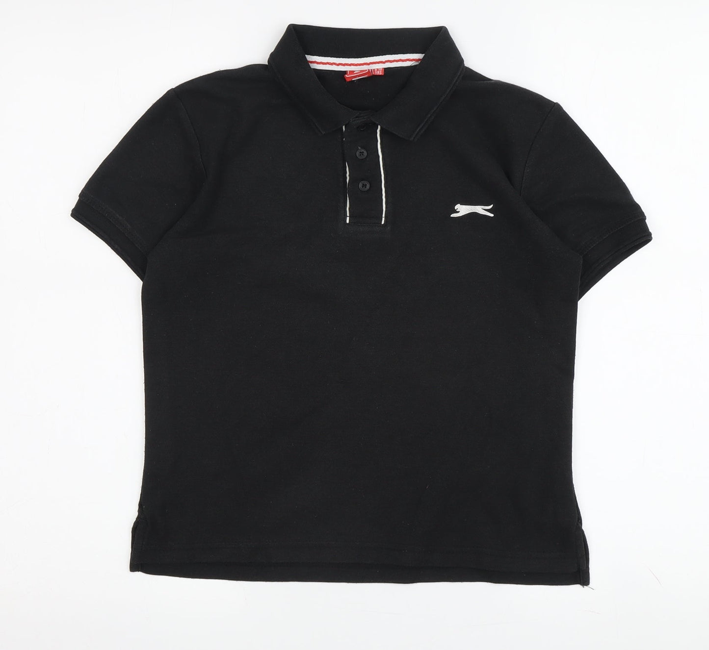 Slazenger Girls Black Polo Shirt, Size 9-10 Years, Logo Accents