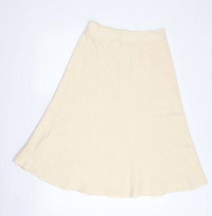 MNG Women's Beige A-Line Midi Skirt, M - Perfect for Casual Wear
