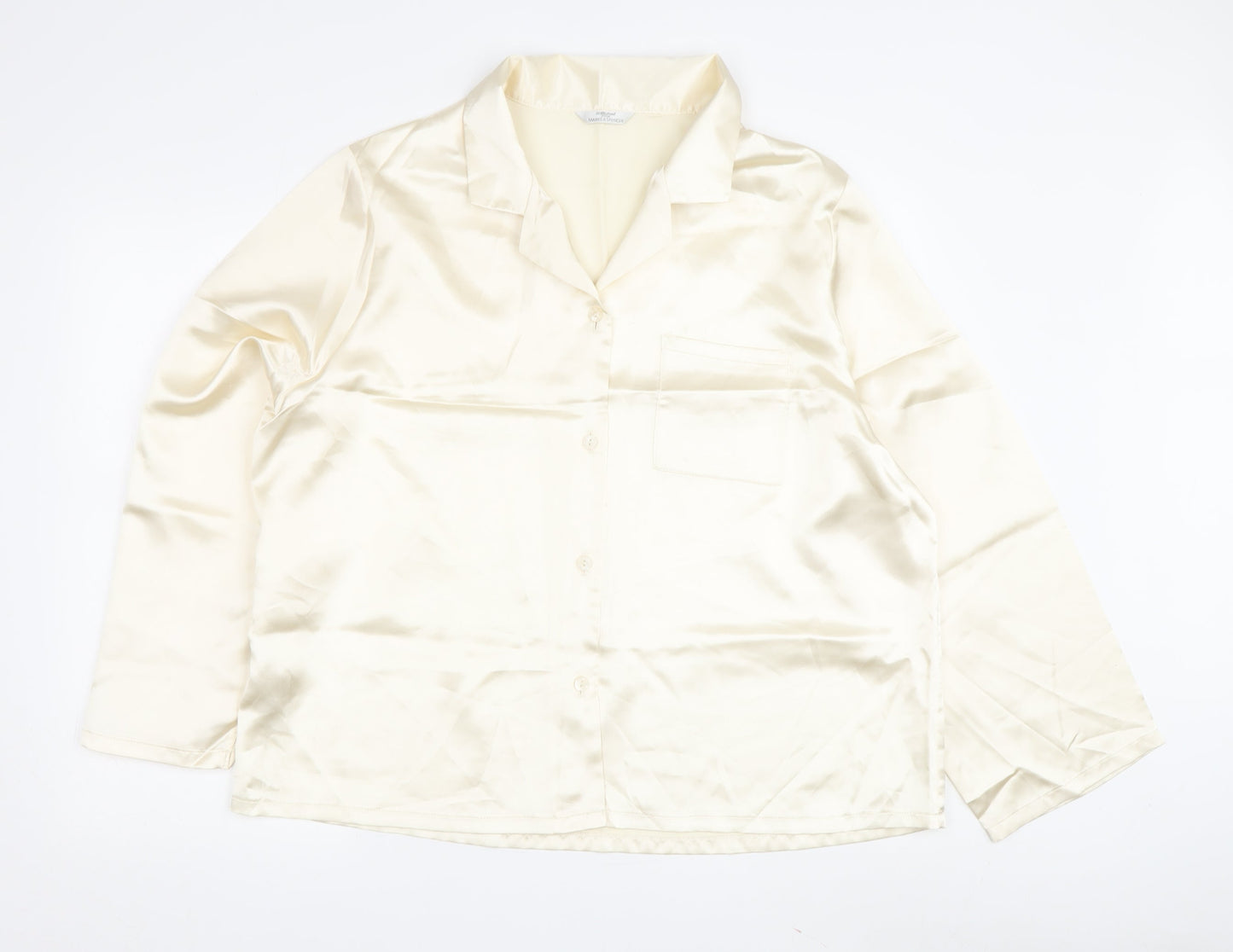 Marks and Spencer Women's Ivory Satin Pyjama Top, Size 20