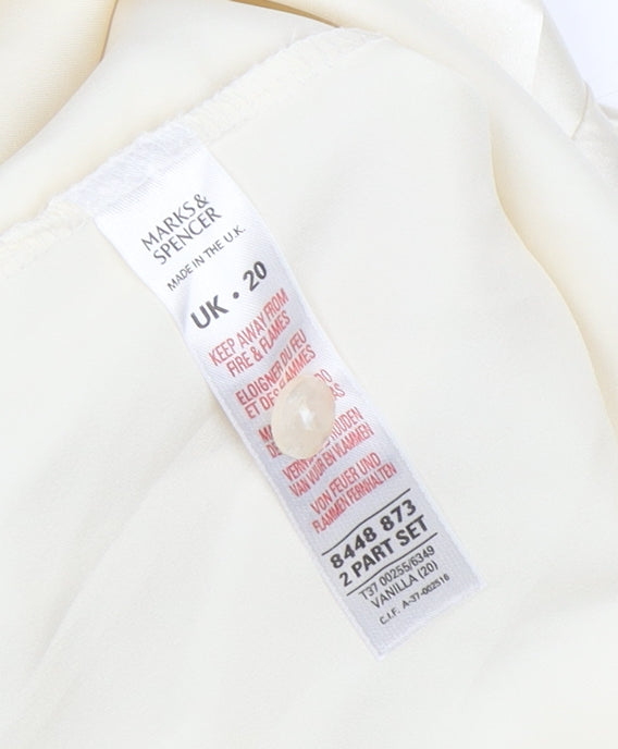 Marks and Spencer Women's Ivory Satin Pyjama Top, Size 20