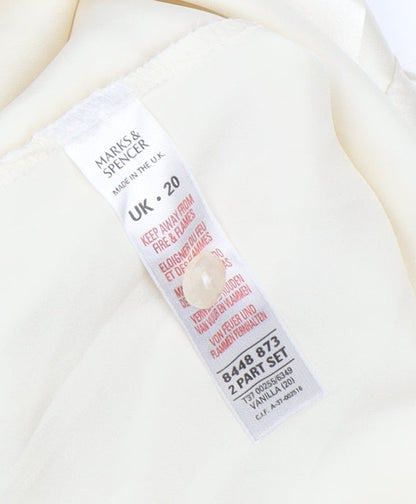 Marks and Spencer Women's Ivory Satin Pyjama Top, Size 20