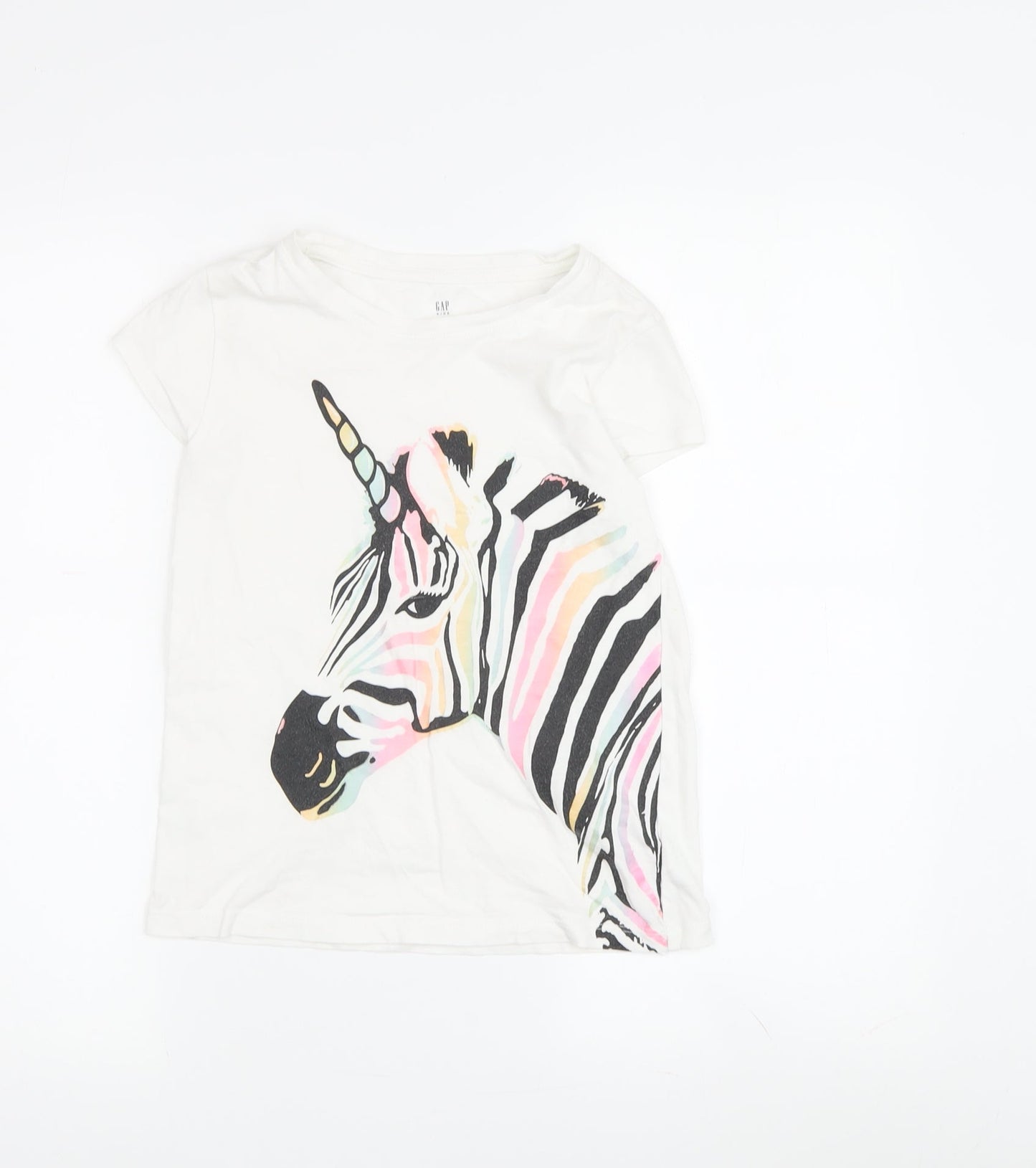 GAP Girls Unicorn T-Shirt, White Multicoloured, Size L
