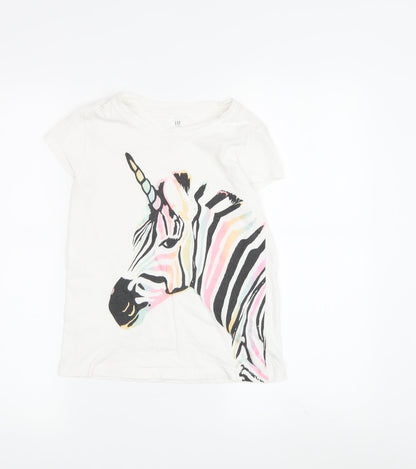 GAP Girls Unicorn T-Shirt, White Multicoloured, Size L