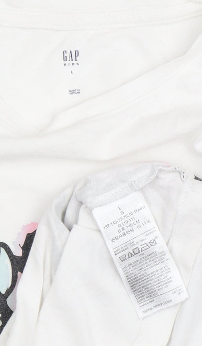 GAP Girls Unicorn T-Shirt, White Multicoloured, Size L