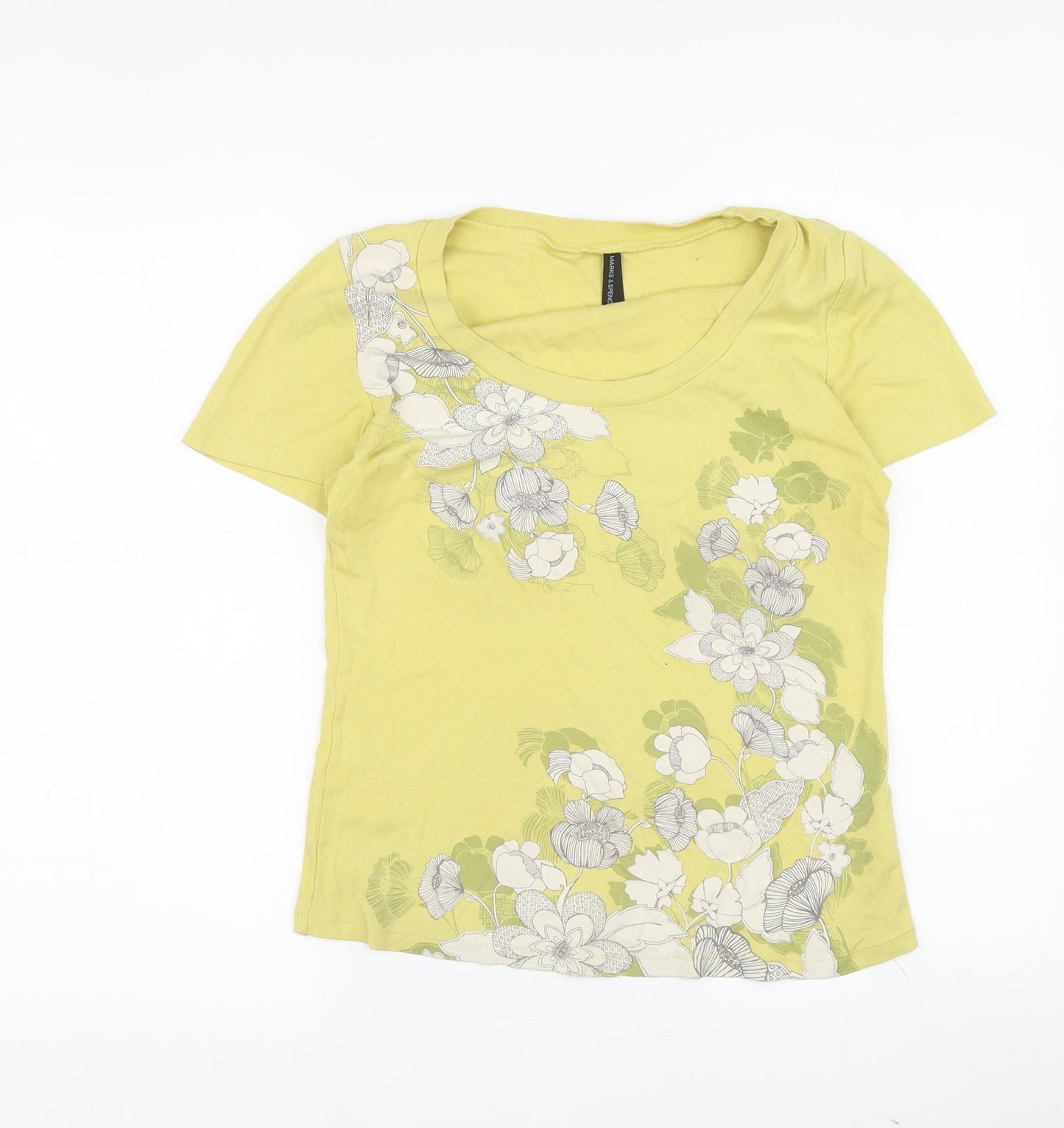 Womens UK Size 10 Marks and Spencer Yellow Basic T-Shirt