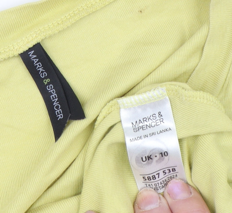 Womens UK Size 10 Marks and Spencer Yellow Basic T-Shirt