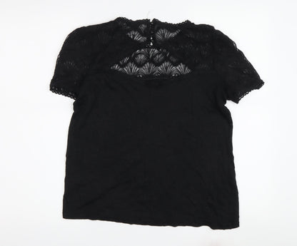 Womens UK Size M Mademoiselle R Black Basic Blouse