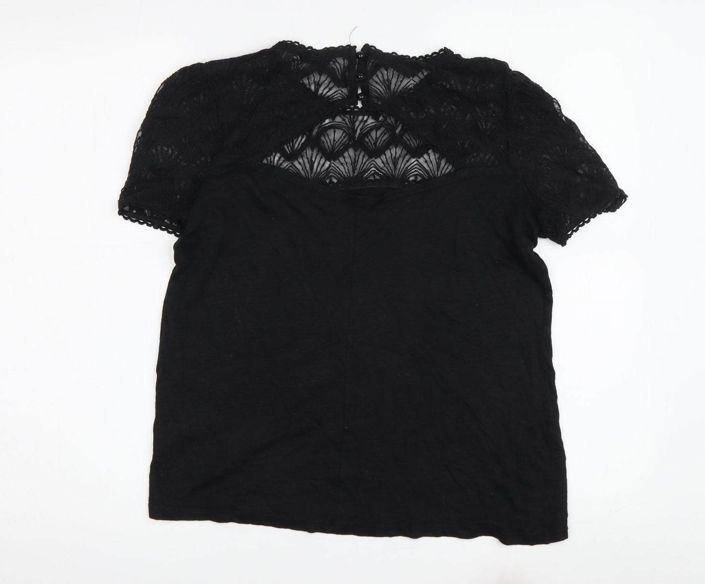 Womens UK Size M Mademoiselle R Black Lace T-Shirt
