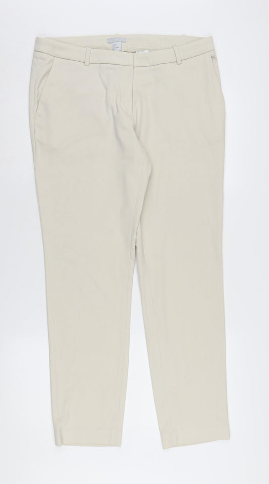 Womens UK Size 14 H&M Regular Fit Dress Pants Beige Trousers