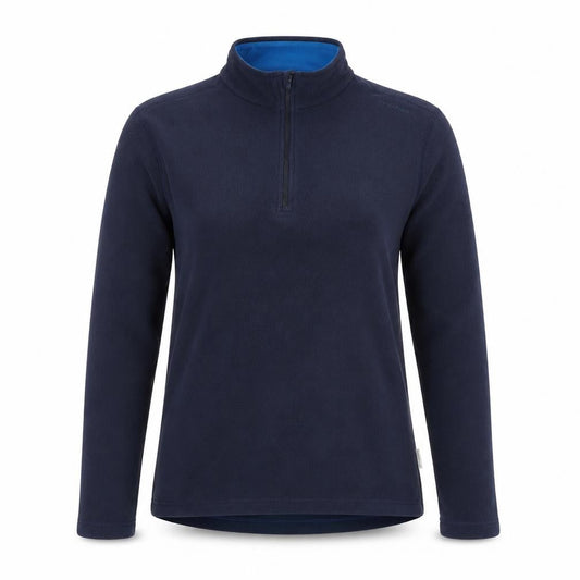 Front view of Quechua unisex blue pullover hoodie, size 12, lightweight