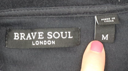 Mens UK Size M Brave Soul Black Pullover Hoodie