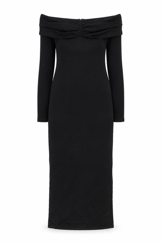 Showpo Women's Black Off Shoulder Bodycon Midi Dress