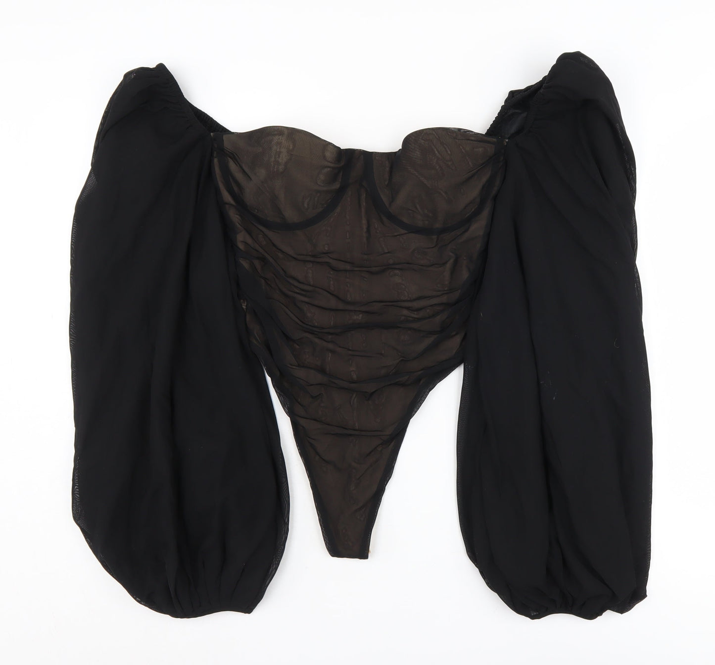 Oh Polly Women's Black Long Sleeve Bodysuit Size 12 UK