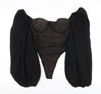 Oh Polly Women's Black Long Sleeve Bodysuit Size 12 UK