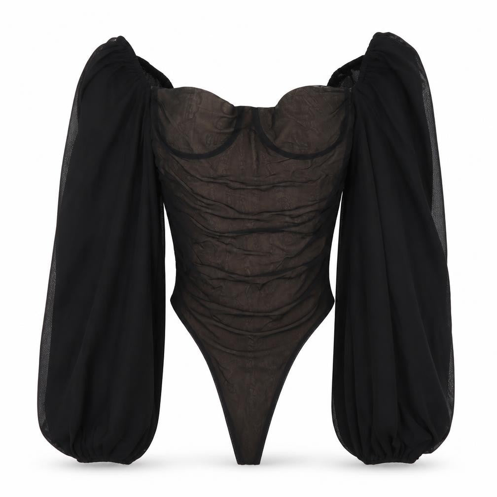 Womens UK Size 12 Oh Polly One-Piece Black Bodysuit