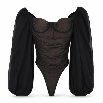 Womens UK Size 12 Oh Polly One-Piece Black Bodysuit
