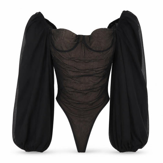 Womens UK Size 12 Oh Polly One-Piece Black Bodysuit