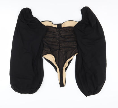 Oh Polly Women's Black Long Sleeve Bodysuit Size 12 UK