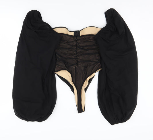 Oh Polly Women's Black Long Sleeve Bodysuit Size 12 UK