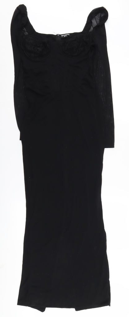 PrettyLittleThing Women's Black Bodycon Long Dress, Size 10