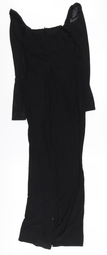 PrettyLittleThing Women's Black Bodycon Long Dress, Size 10