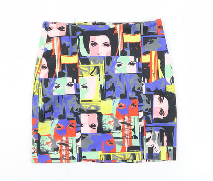 ASOS Women's Multicoloured Art Print Pencil Skirt UK Size 4
