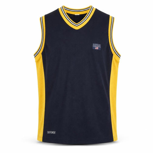 Front view of C&A Men's Blue Yellow Basketball Tank Jersey 182