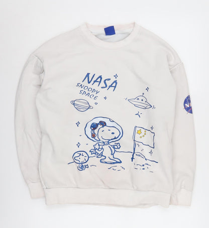 Street Fashion Unisex Kids White NASA Pullover M Sweatshirt