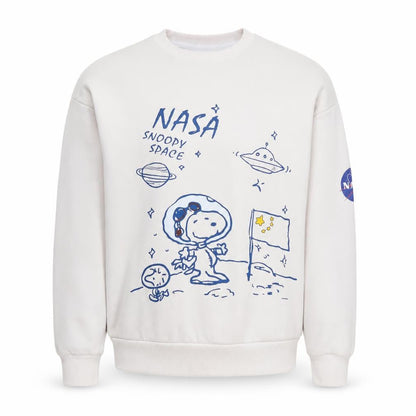 Front view of Street Fashion unisex kids white nasa pullover m sweatshirt