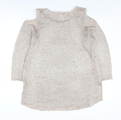 Alfani Women's Beige Cold Shoulder Pullover M