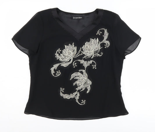 Jacques Vert Women's Black Floral Blouse Size 12