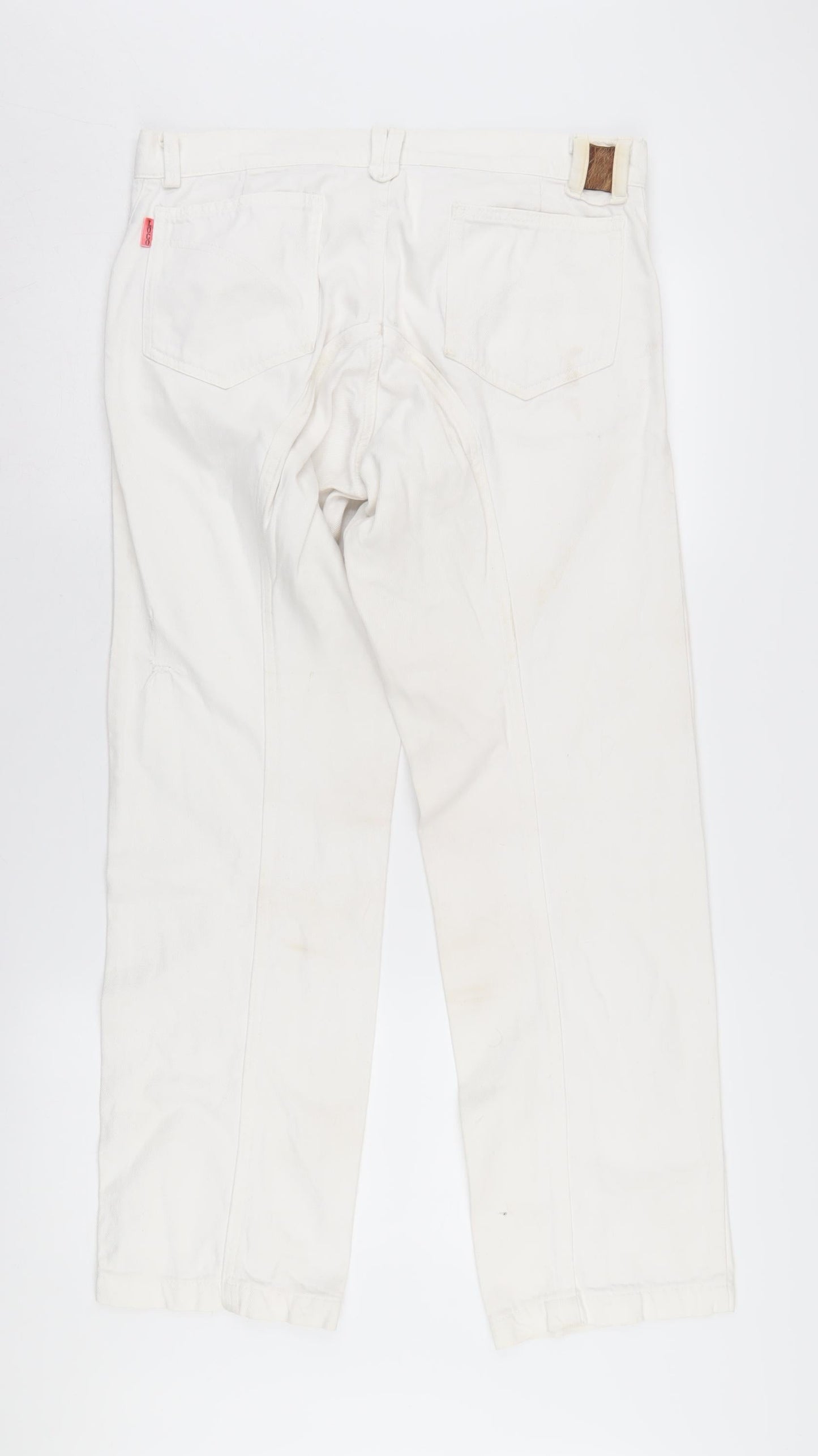 Loco Unisex White Denim Jeans, Size 34 with Logo