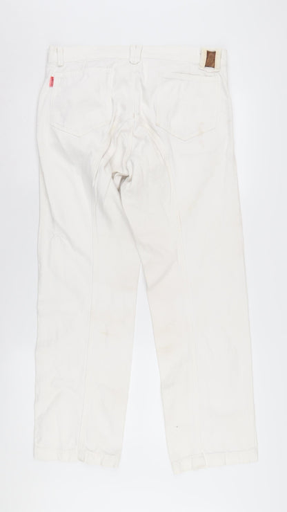 Loco Unisex White Denim Jeans, Size 34 with Logo