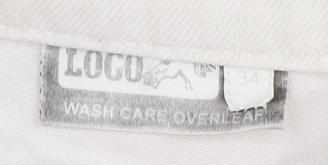 Loco Unisex White Denim Jeans, Size 34 with Logo
