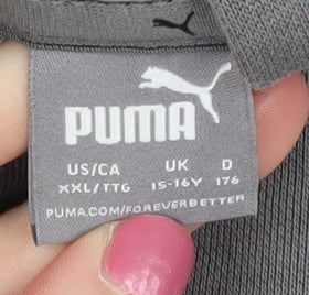 Puma Teens Grey Logo Hoodie, L, Long Sleeve, Cotton Blend