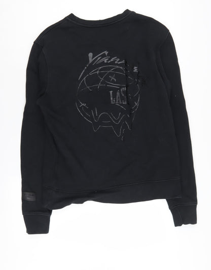 Back view of Yiannimize x Everlast unisex black s pullover sweatshirt