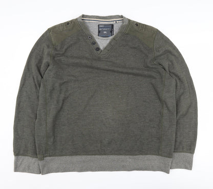Next Men's Green 2XL Henley Jumper, V-Neck, Casual Wear