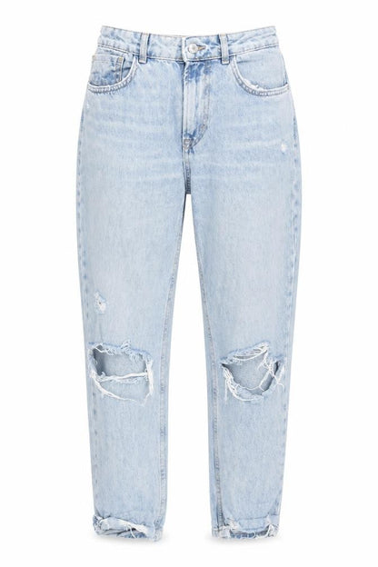 Zara Women's Light Blue Mom Jeans Size 2 Distressed