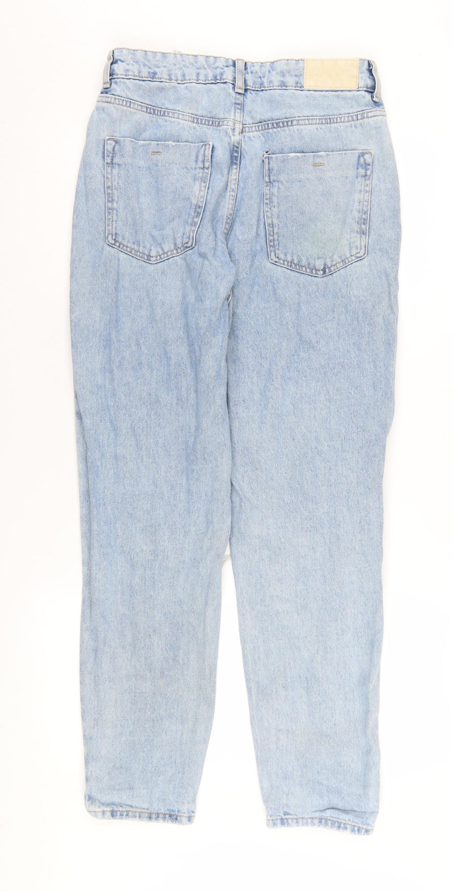 Zara Women's Light Blue Mom Jeans Size 2 Distressed