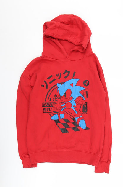 SEGA Boys Red Sonic Hoodie 10-11 Years Pullover Graphic