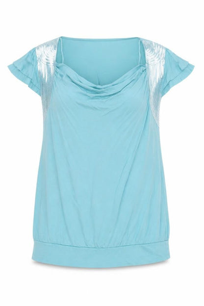 Womens UK Size 18 Jasper Conran Blue Cowl Neck Blouse