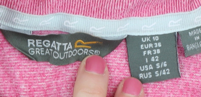 Regatta Women's Pink Henley Sweatshirt UK 10 High Neck