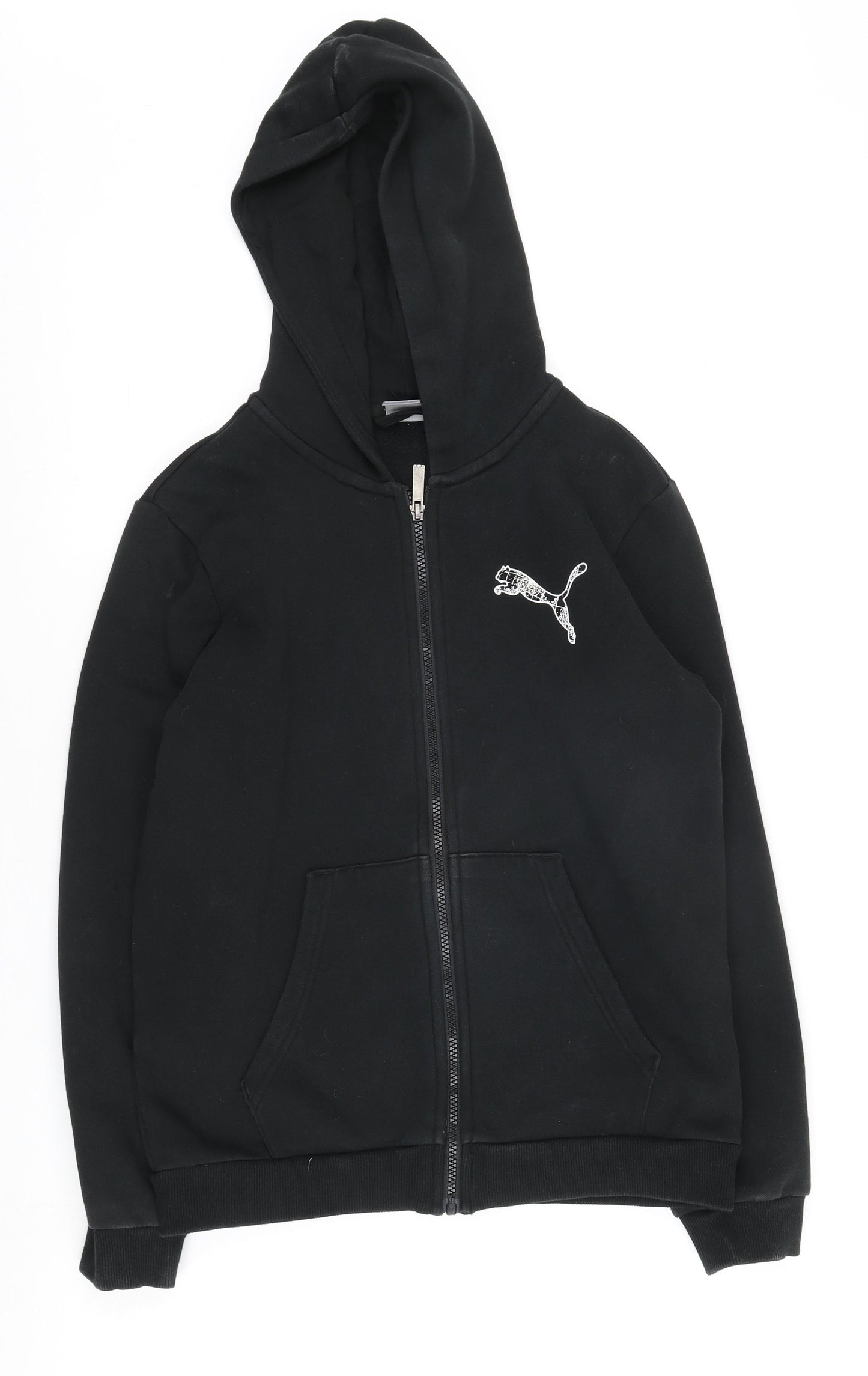 Puma Boys' Black Full Zip Hoodie 13-14 Years Jersey Casual