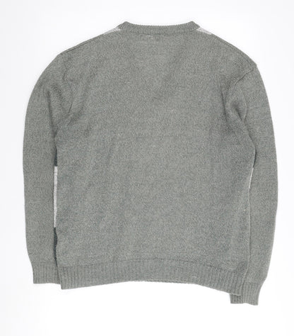 Tootal Men's Grey Check V-Neck Pullover Jumper - L