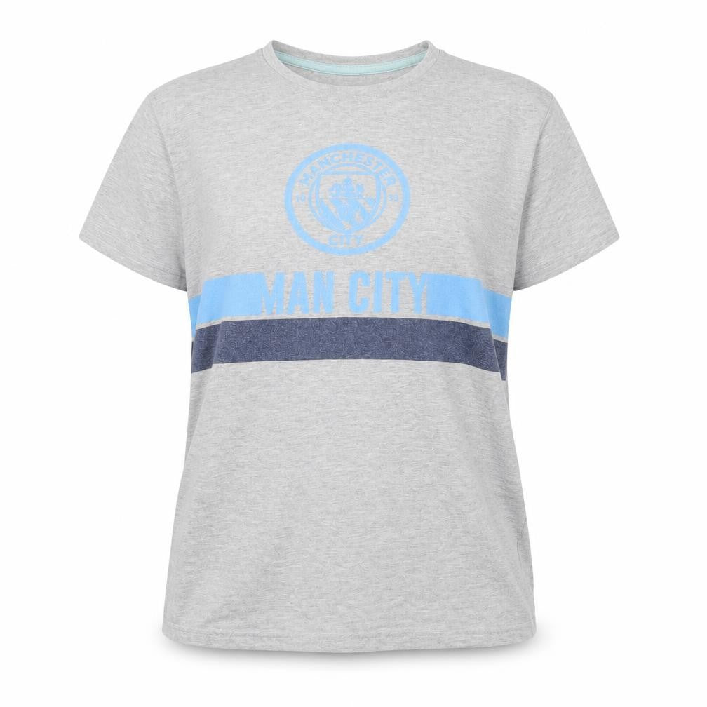 Front view of Manchester City Kids Grey Jersey T-Shirt, Medium