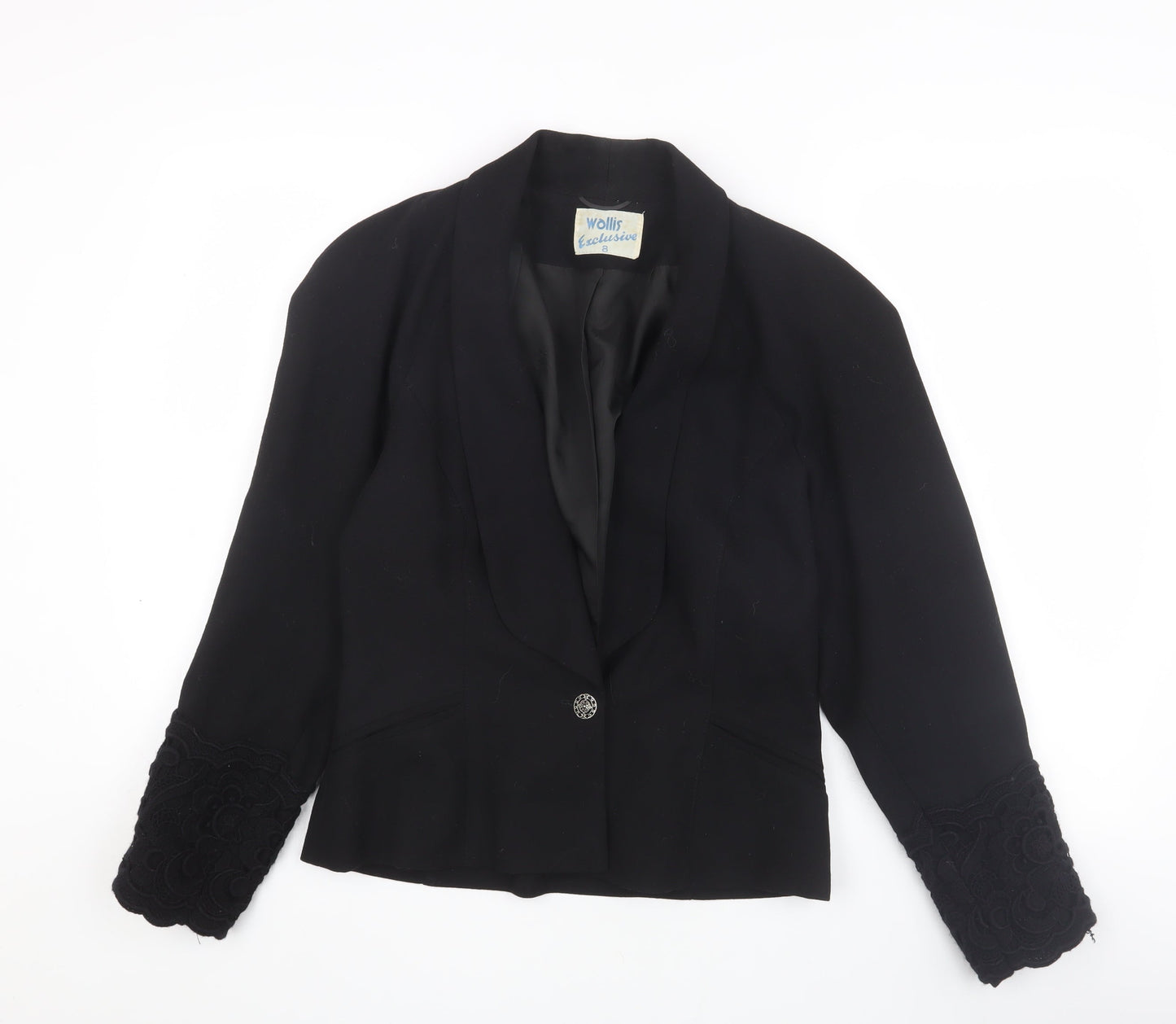 Wallis Women’s Black Blazer, Size 8, Shawl Lapel