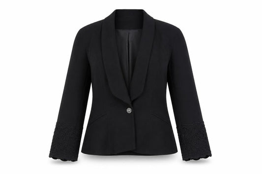 Front view of Wallis Women’s Black Blazer, size UK 8, Shawl Lapel